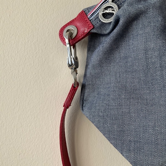 SOLD! Longchamp Navy Denim Horse Jockey Purse - Picture 3 of 16